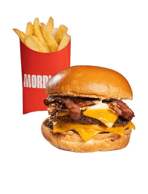 Cheese Bacon Doble con papas